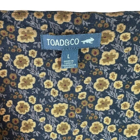 Toad & Co Rosalind Gray & Gold Floral Knit Dress Size L - Picture 5 of 7